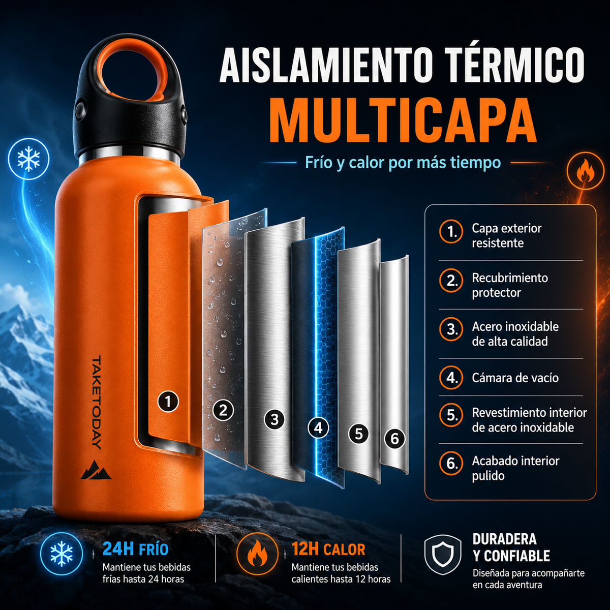GripLock™ | Botella Outdoor Antifugas con Gancho de Alta Resistencia
