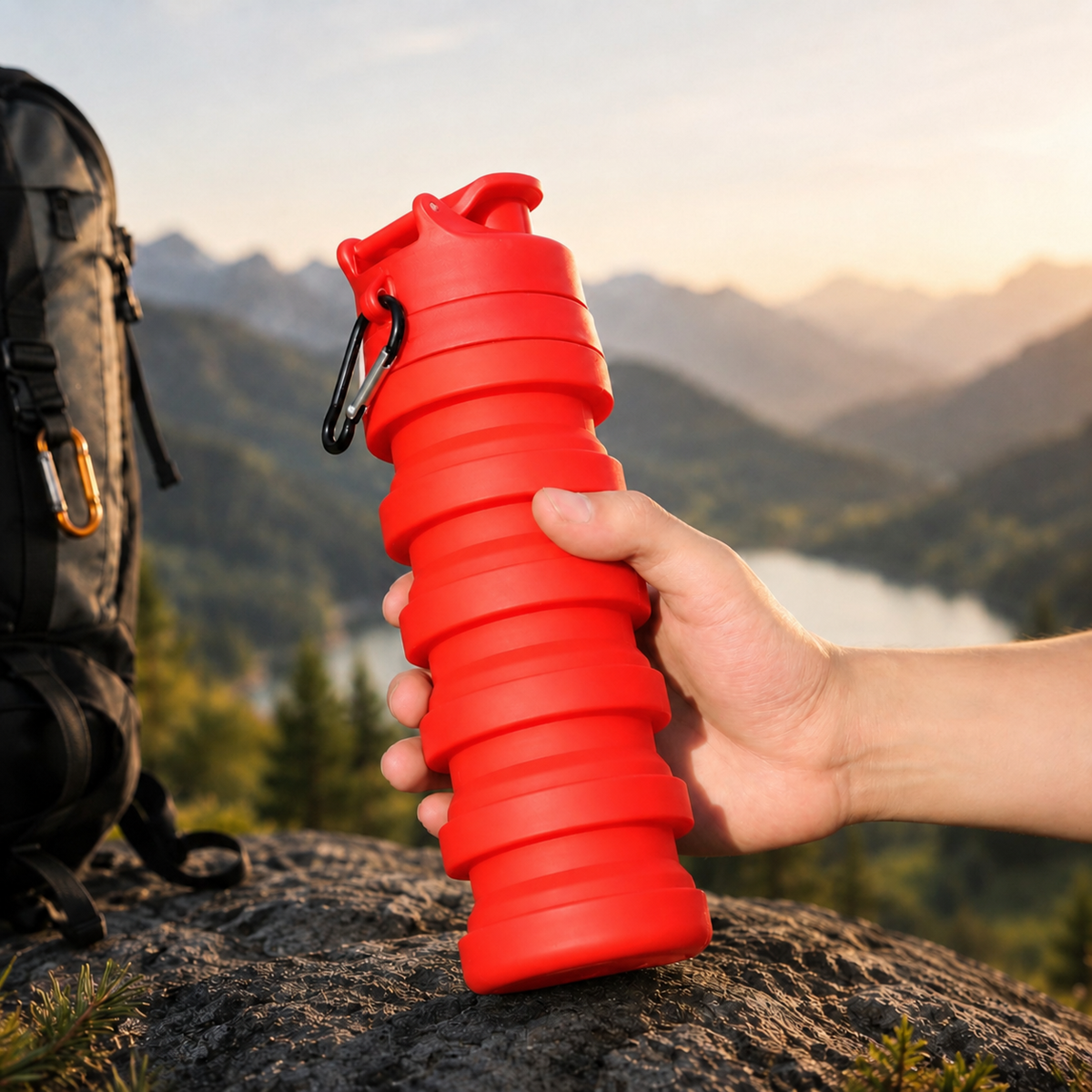 Botella Colapsable TrailFlex™ | Silicona Plegable para Senderismo y Viaje