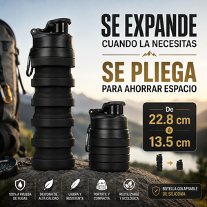 Botella Colapsable TrailFlex™ | Silicona Plegable para Senderismo y Viaje