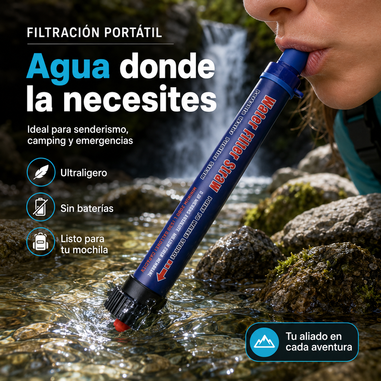 AquaTrail Survival™ | Filtro Portátil de Agua para Aventuras y Emergencias